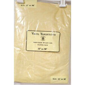 Vintage Sultan's Linens Vinyl & Flannel Backed Tablecloth 52x90 Golden Textured